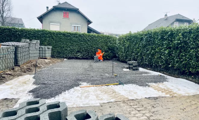 Pose et installation de dalles gazon à Bon-en-Chablais, Thonon-les-Bains, Seiller TP