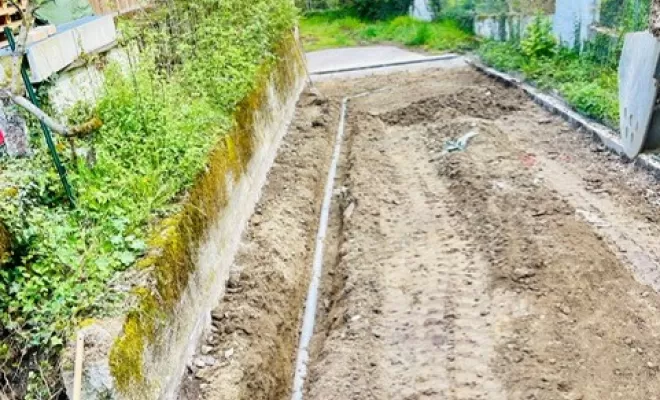 mise en place tuyaux de drainage et raccordement