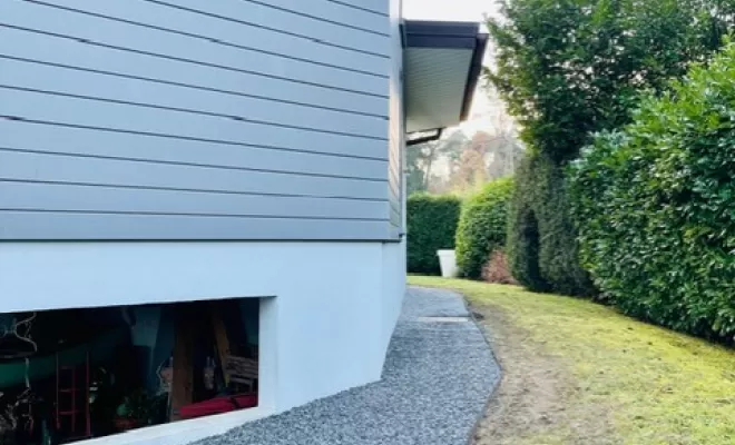 Terrassement, création de chemin d'accès piéton, terrassement de la cour intégrale d'une maison privée, Thonon-les-Bains, Seiller TP