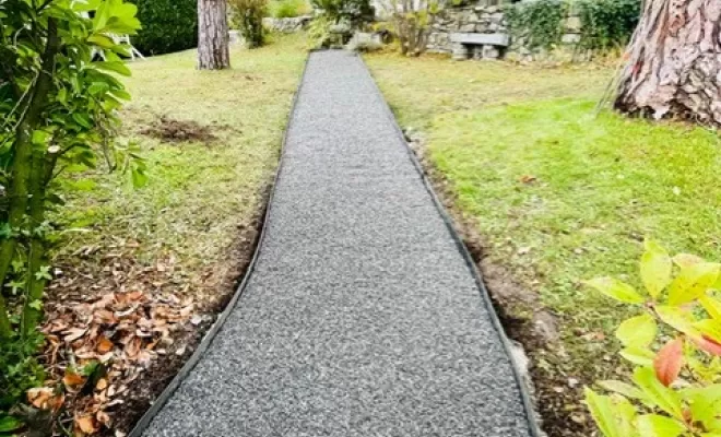 Terrassement, création de chemin d'accès piéton, terrassement de la cour intégrale d'une maison privée, Thonon-les-Bains, Seiller TP